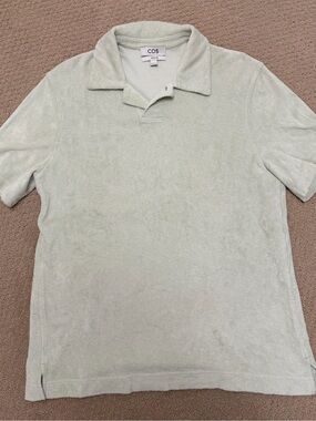 COS Men’s Light Mint Terry Cloth Polo Shirt